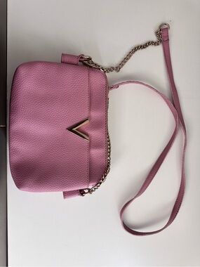 Pink Crossbody Shoulder Bag with Gold Accents Handsfree For Running Errands